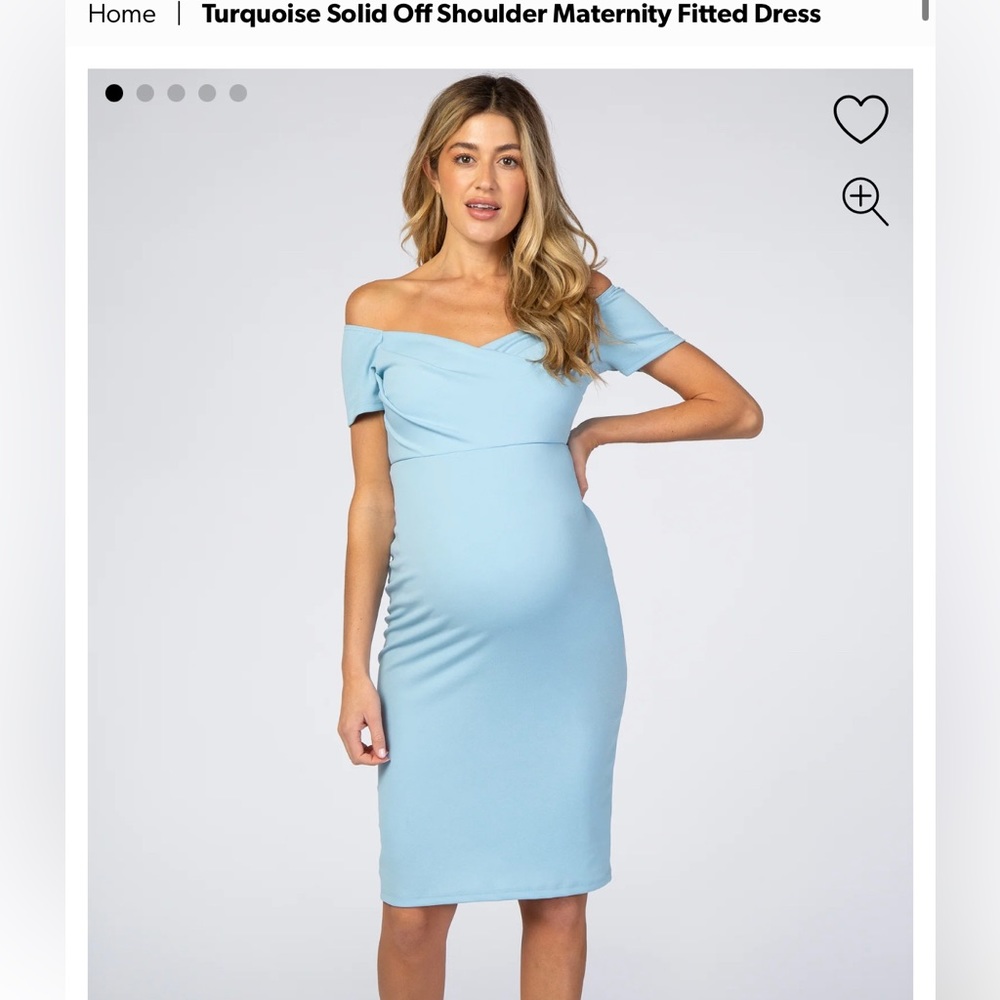 Pinkblush turquoise solid off shoulder maternity dress size large.